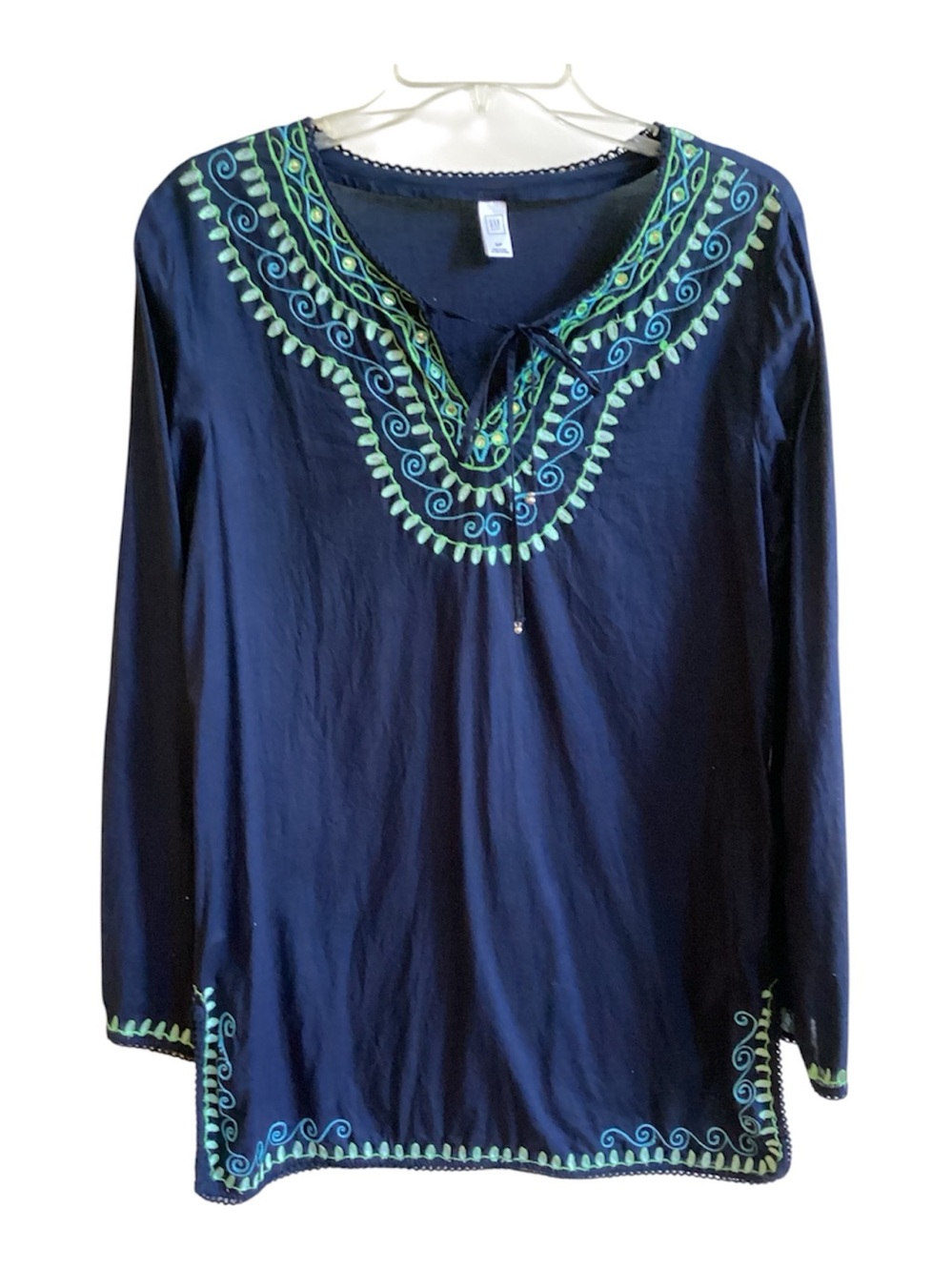 Gap Embroidered Navy Long-Sleeve Tunic Misses size S